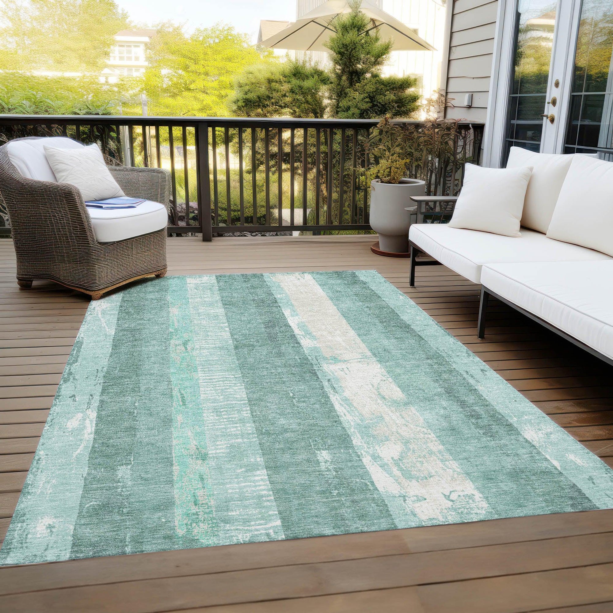 LOOMLAN Rugs Caelyn Seafoam Washable Indoor-Outdoor Rug