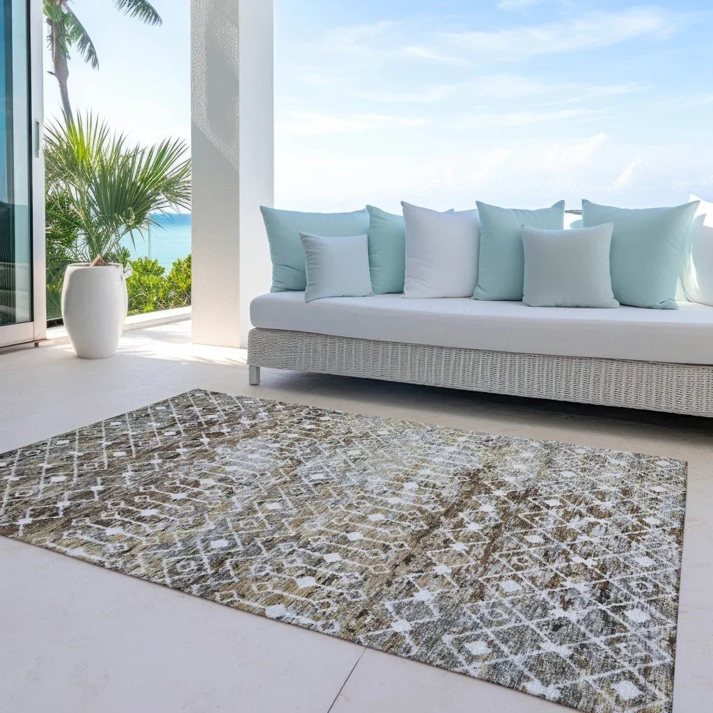LOOMLAN Rugs Calandria Brown Washable Indoor-Outdoor Rug