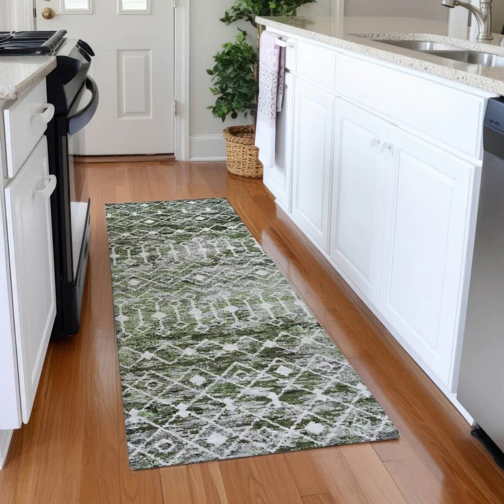 LOOMLAN Rugs Calandria Green Washable Indoor-Outdoor Rug