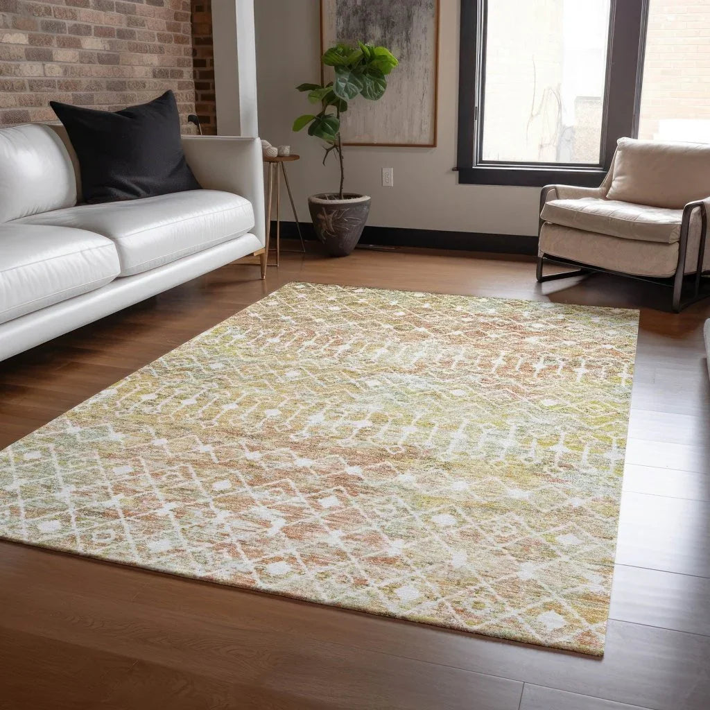 LOOMLAN Rugs Calandria Orange Washable Indoor-Outdoor Rug