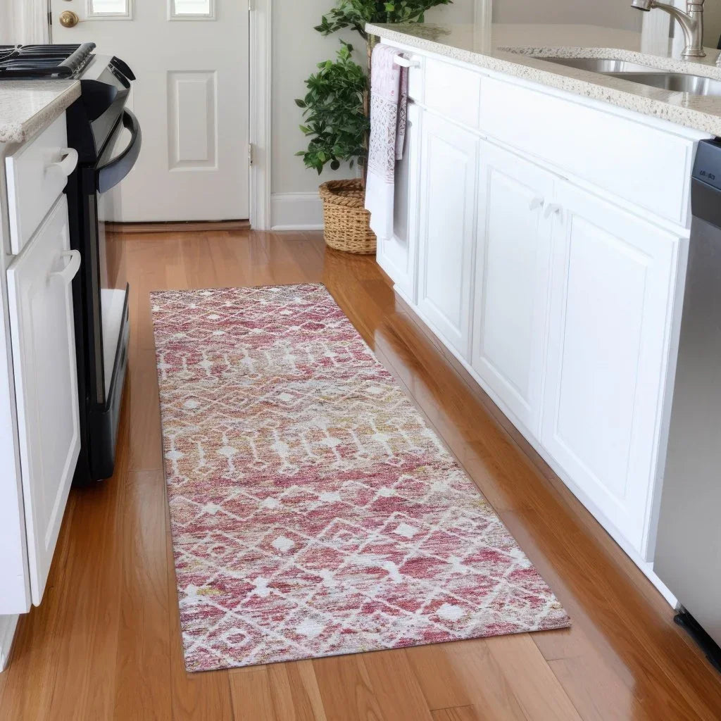 LOOMLAN Rugs Calandria Pink Washable Indoor-Outdoor Rug