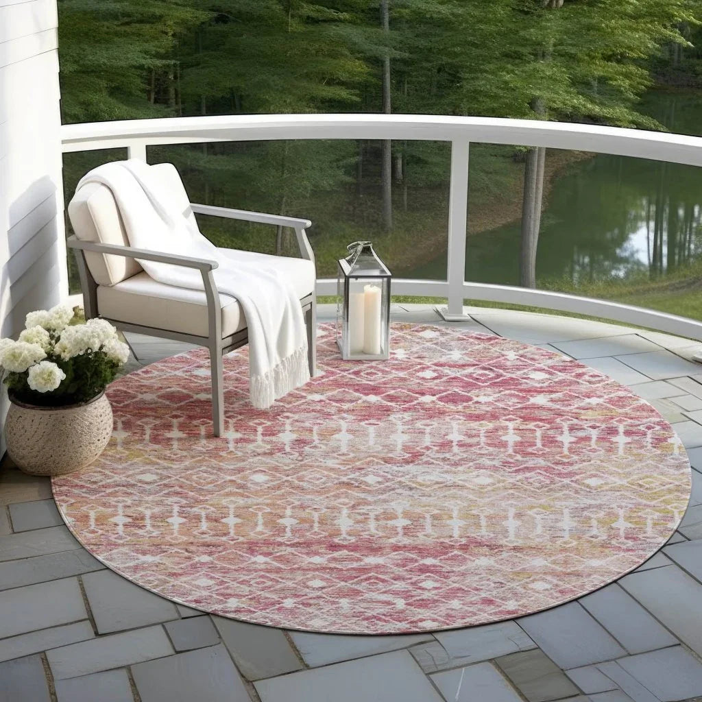 LOOMLAN Rugs Calandria Pink Washable Indoor-Outdoor Rug
