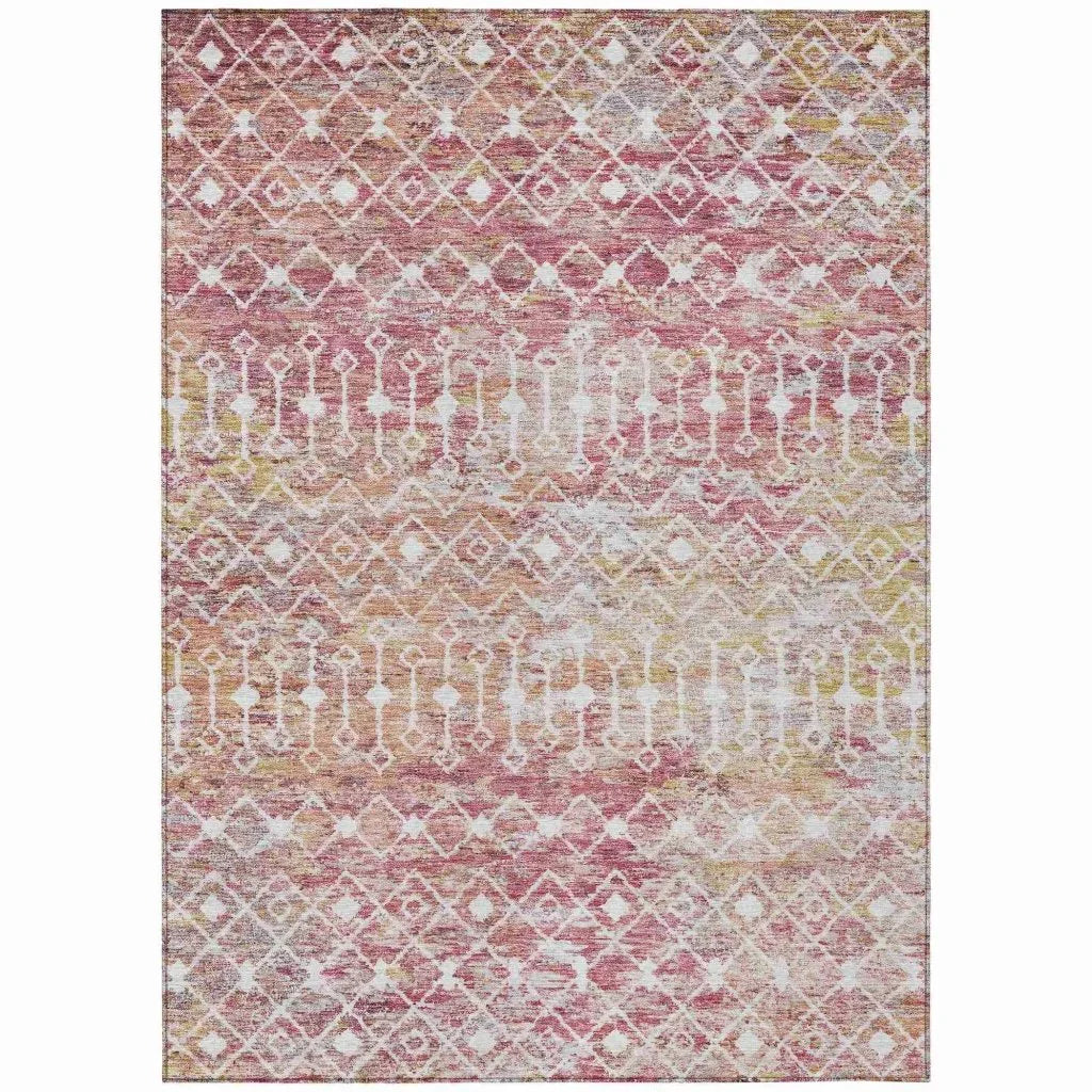 LOOMLAN Rugs Calandria Pink Washable Indoor-Outdoor Rug
