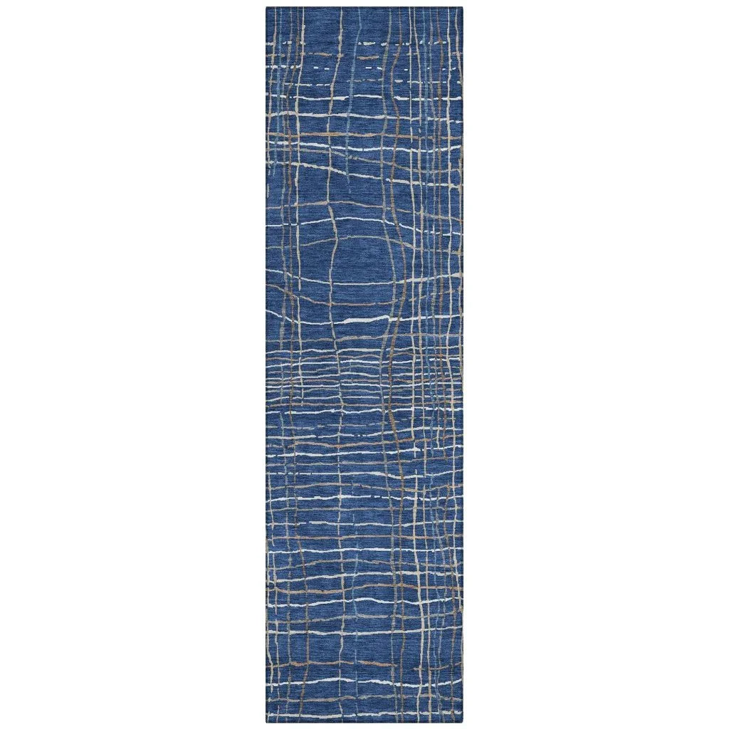 LOOMLAN Rugs Calista Blue Washable Indoor-Outdoor Rug