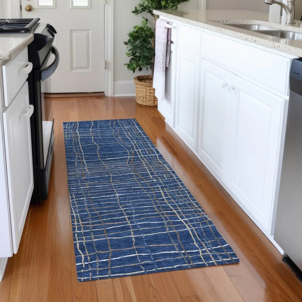 LOOMLAN Rugs Calista Blue Washable Indoor-Outdoor Rug