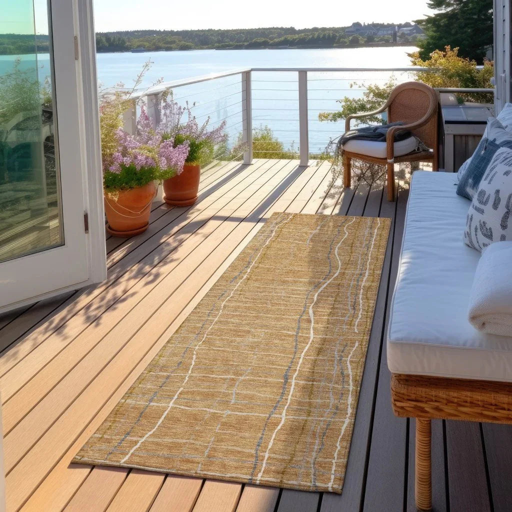 LOOMLAN Rugs Calista Gold Washable Indoor-Outdoor Rug