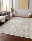 LOOMLAN Rugs Calista Ivory Washable Indoor-Outdoor Rug