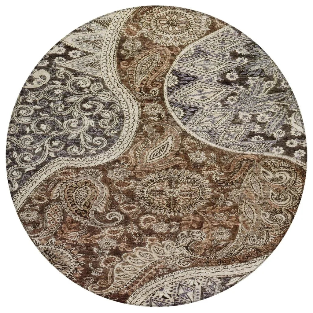 LOOMLAN Rugs Carmina Brown Washable Indoor-Outdoor Rug