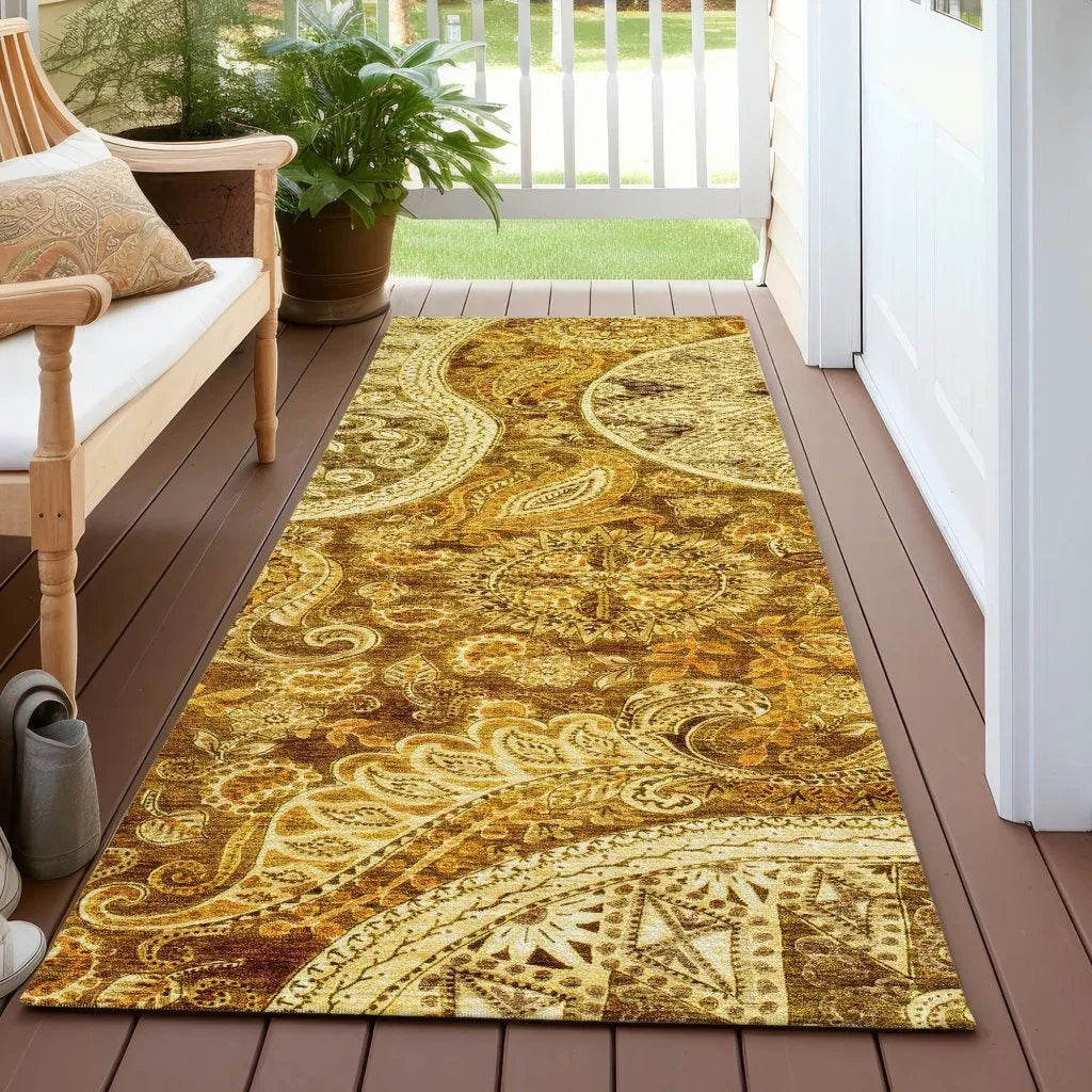 LOOMLAN Rugs Carmina Orange Washable Indoor-Outdoor Rug