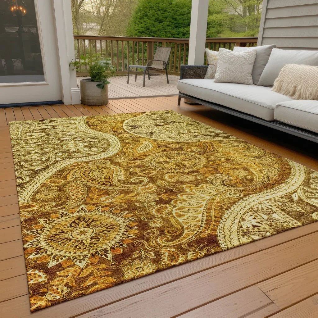 LOOMLAN Rugs Carmina Orange Washable Indoor-Outdoor Rug