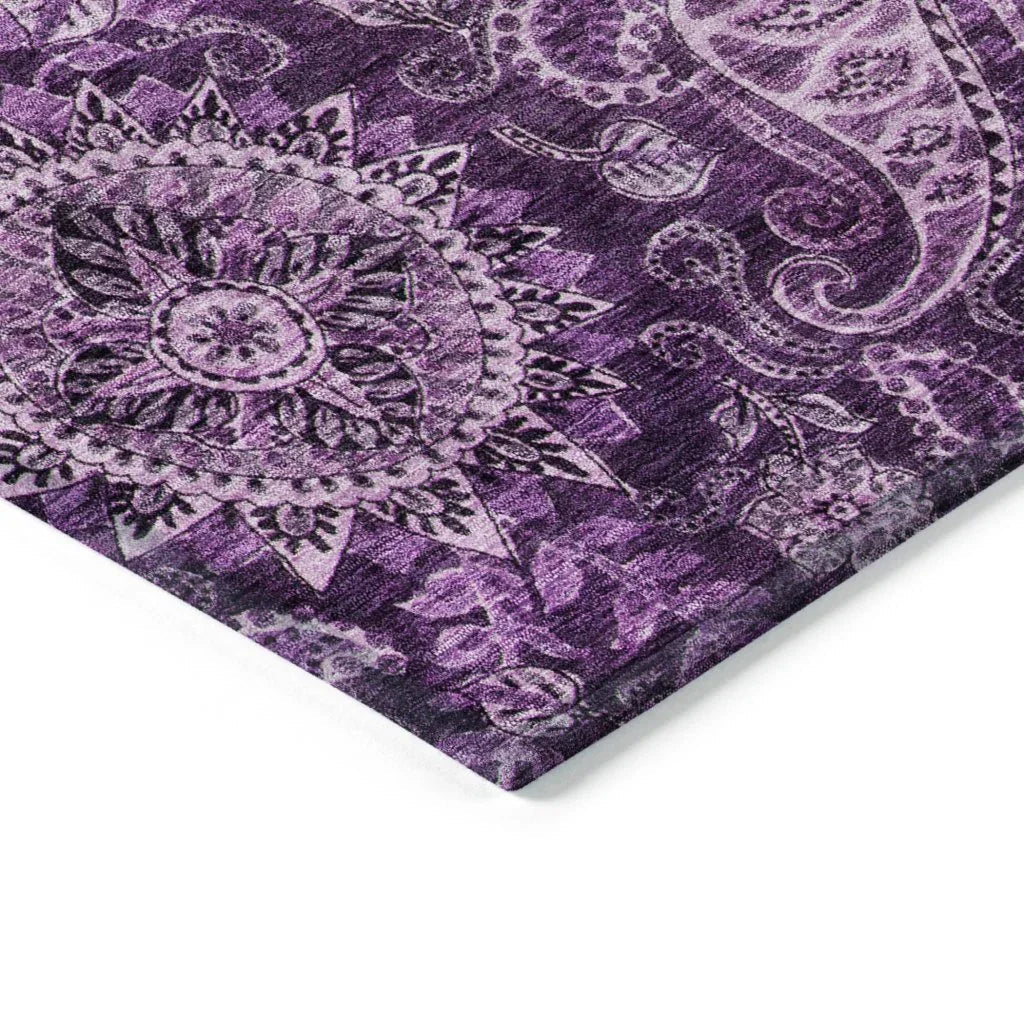 LOOMLAN Rugs Carmina Purple Washable Indoor-Outdoor Rug