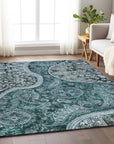 LOOMLAN Rugs Carmina Teal Washable Indoor-Outdoor Rug