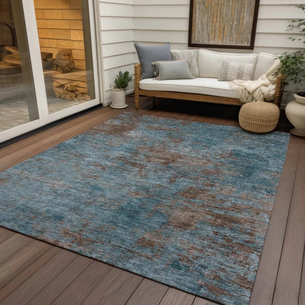 LOOMLAN Rugs Carmine Teal Washable Indoor-Outdoor Rug
