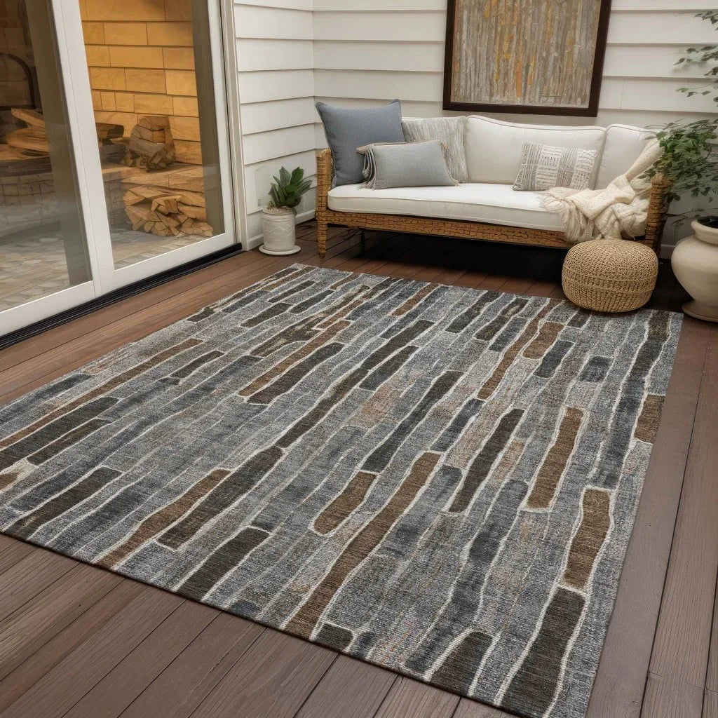 LOOMLAN Rugs Casava Gray Washable Indoor-Outdoor Rug