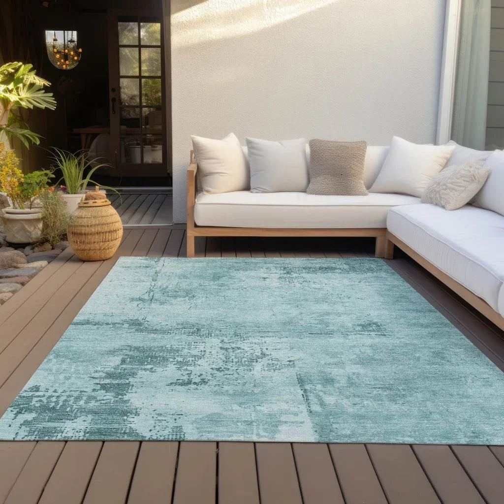 LOOMLAN Rugs Cassiva Blue Washable Indoor-Outdoor Rug