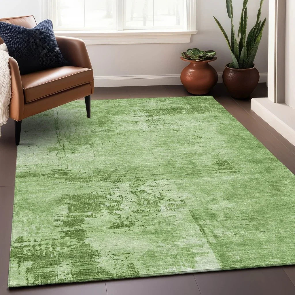 LOOMLAN Rugs Cassiva Green Washable Indoor-Outdoor Rug