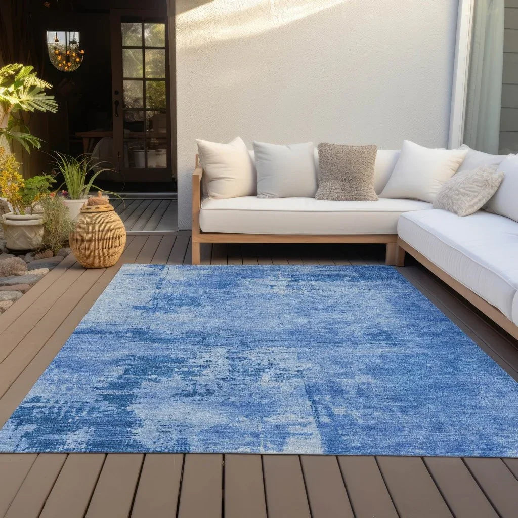 LOOMLAN Rugs Cassiva Navy Washable Indoor-Outdoor Rug