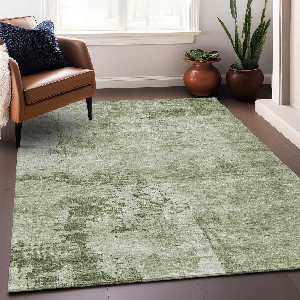 LOOMLAN Rugs Cassiva Olive Washable Indoor-Outdoor Rug