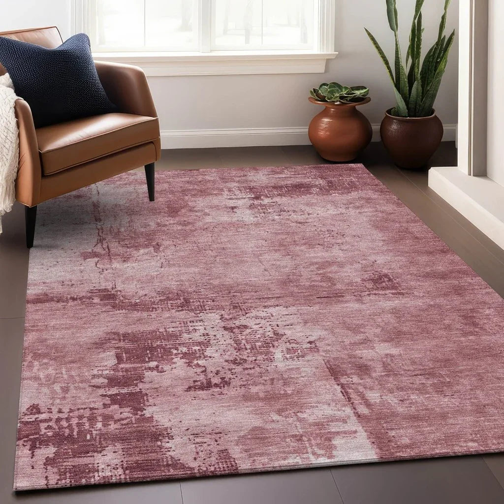 LOOMLAN Rugs Cassiva Pink Washable Indoor-Outdoor Rug