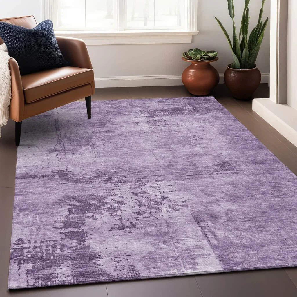 LOOMLAN Rugs Cassiva Purple Washable Indoor-Outdoor Rug