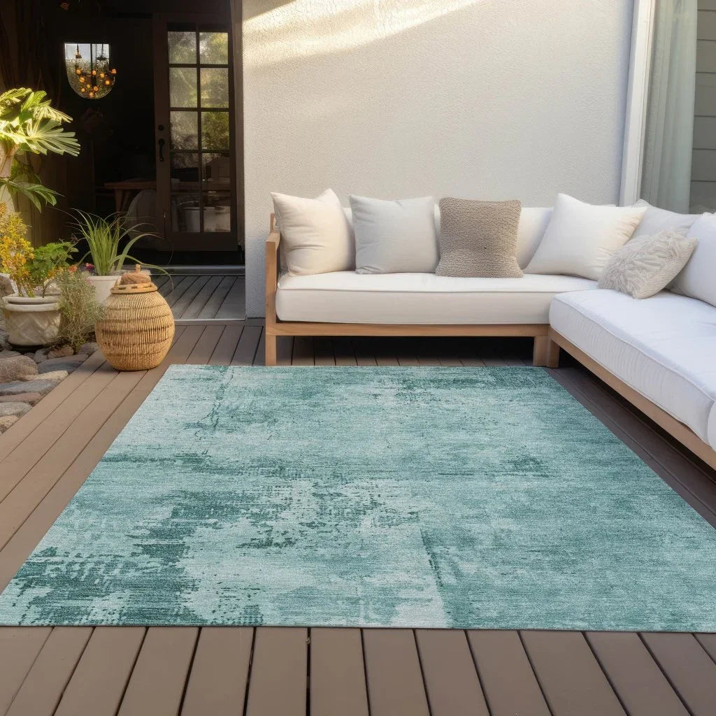 LOOMLAN Rugs Cassiva Teal Washable Indoor-Outdoor Rug