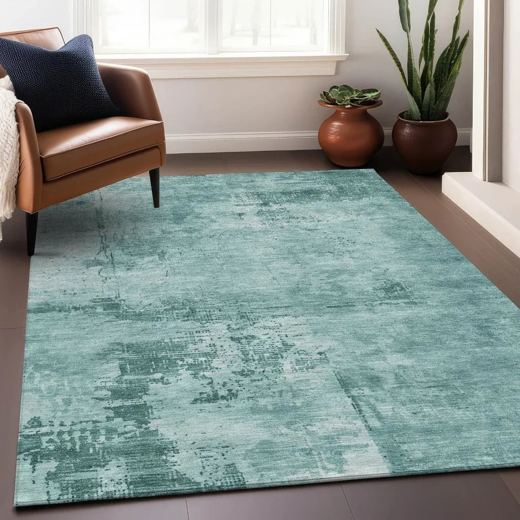 LOOMLAN Rugs Cassiva Teal Washable Indoor-Outdoor Rug