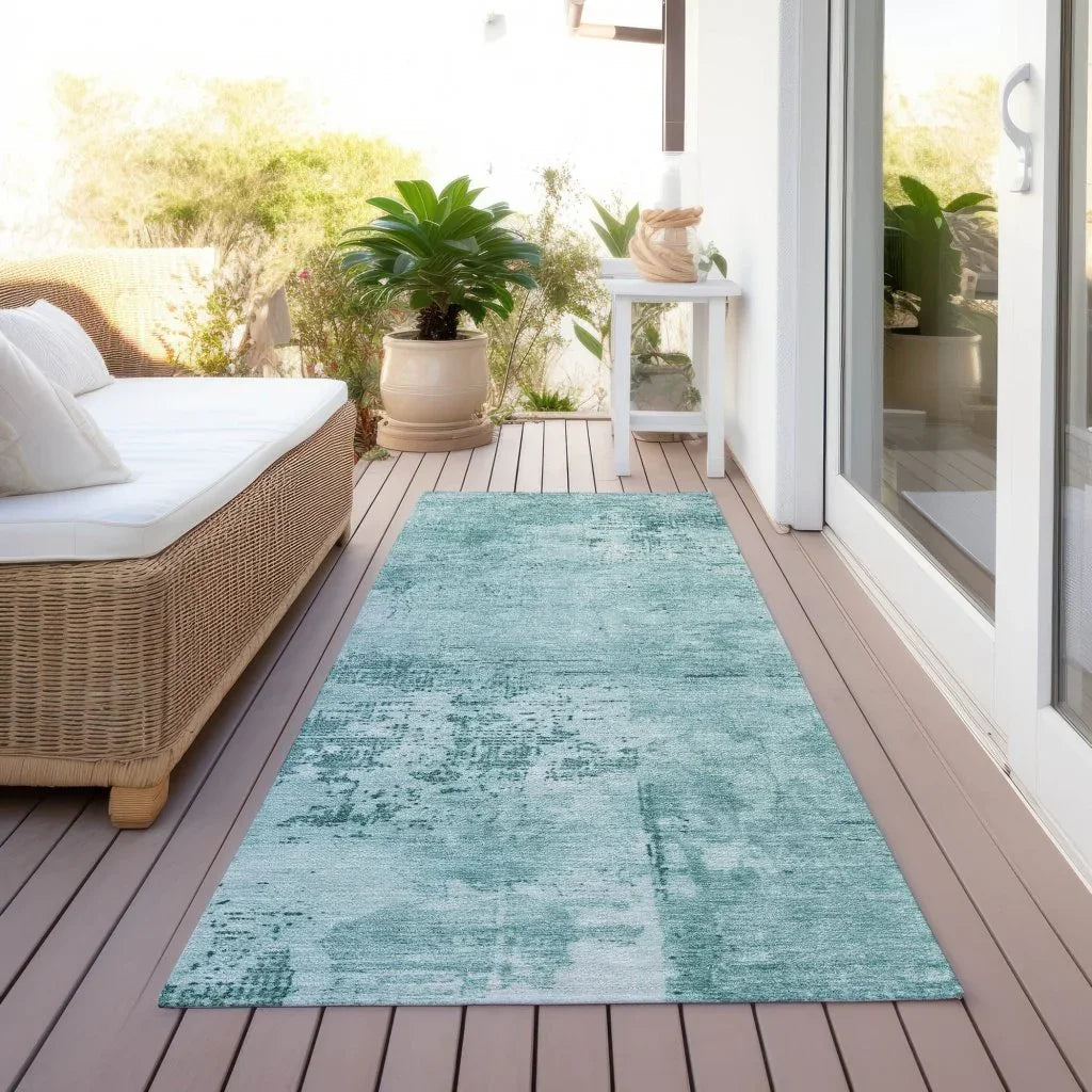 LOOMLAN Rugs Cassiva Teal Washable Indoor-Outdoor Rug