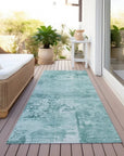 LOOMLAN Rugs Cassiva Teal Washable Indoor-Outdoor Rug
