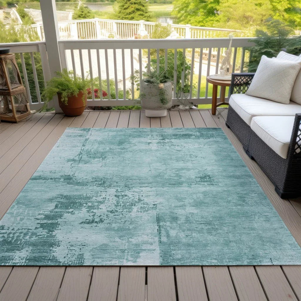 LOOMLAN Rugs Cassiva Teal Washable Indoor-Outdoor Rug