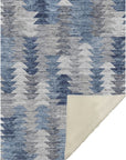 Angled Checks Blue Washable Indoor-Outdoor Rug