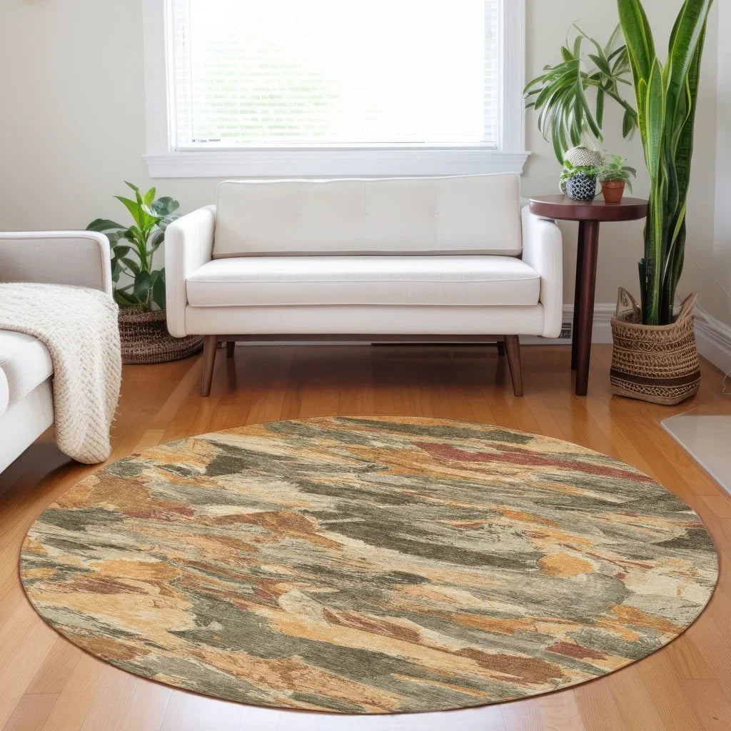 LOOMLAN Rugs Celantha Orange Washable Indoor-Outdoor Rug