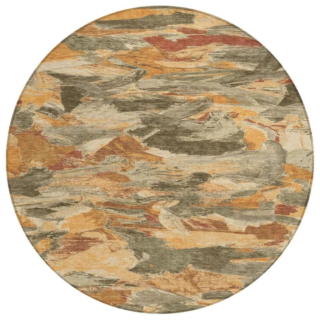 LOOMLAN Rugs Celantha Orange Washable Indoor-Outdoor Rug