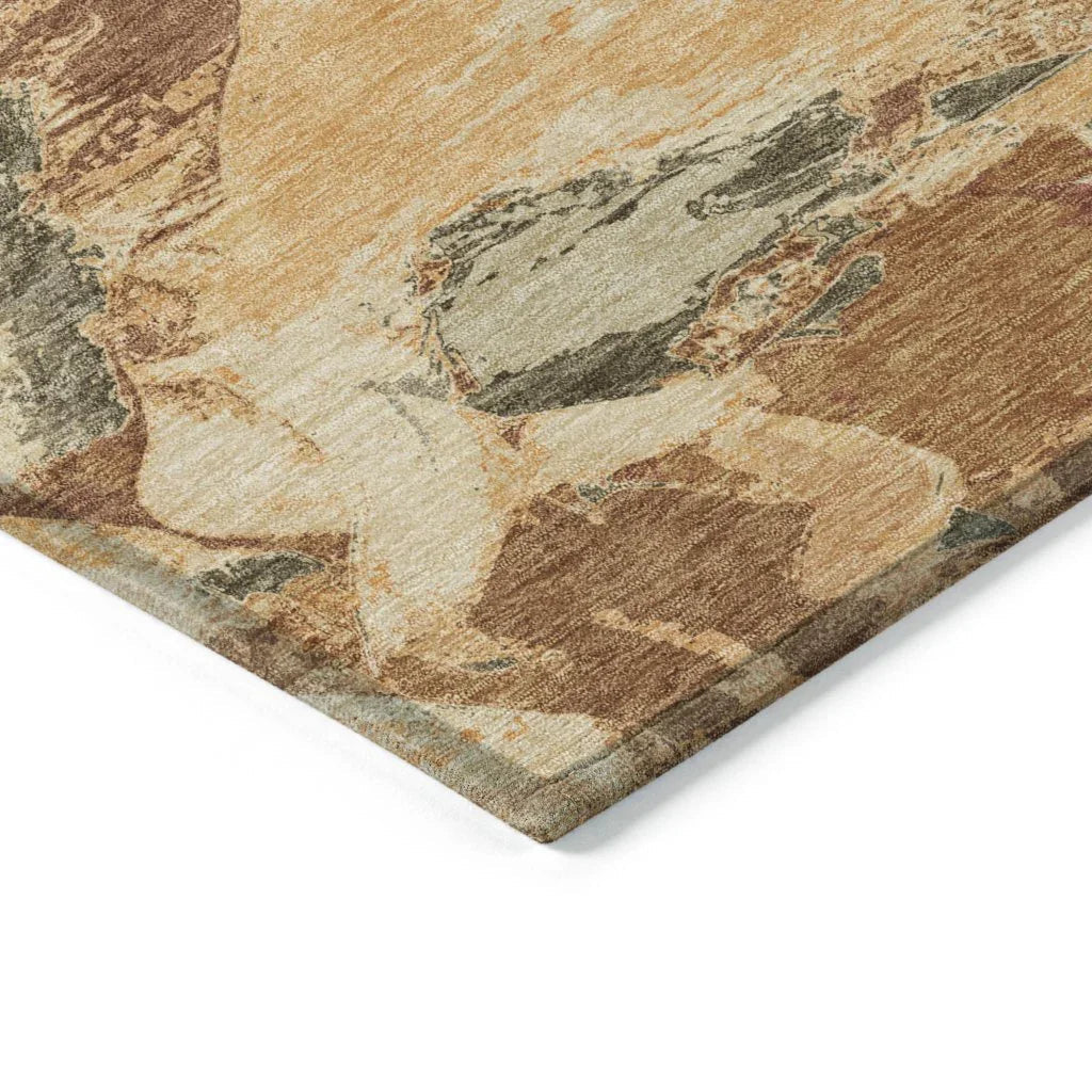 LOOMLAN Rugs Celantha Orange Washable Indoor-Outdoor Rug