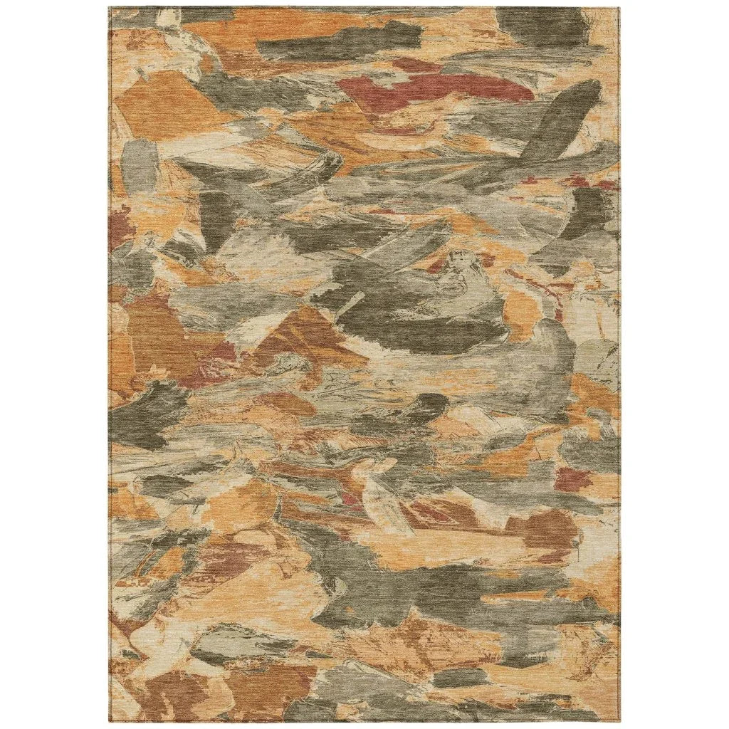 LOOMLAN Rugs Celantha Orange Washable Indoor-Outdoor Rug