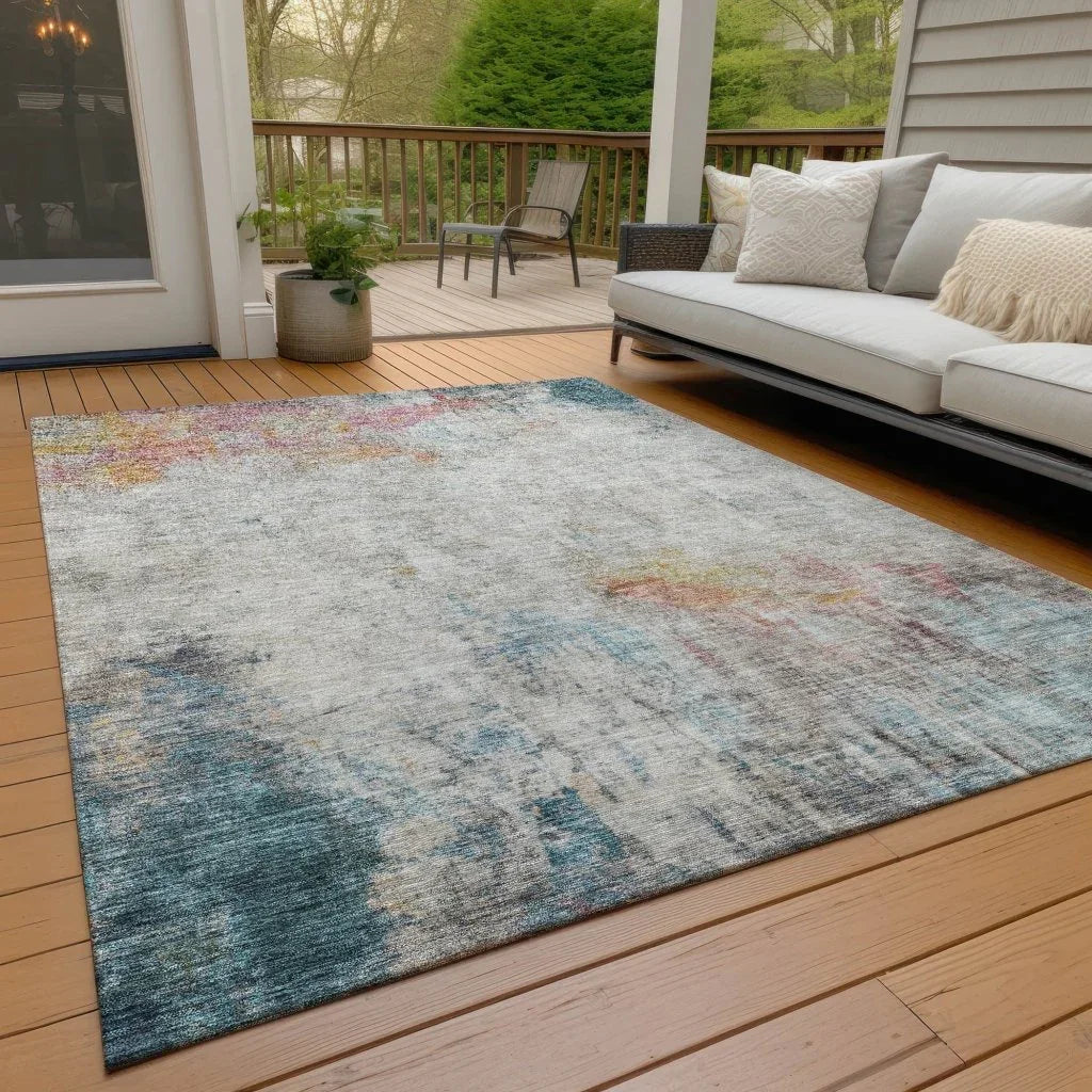 LOOMLAN Rugs Celera Teal Washable Indoor-Outdoor Rug