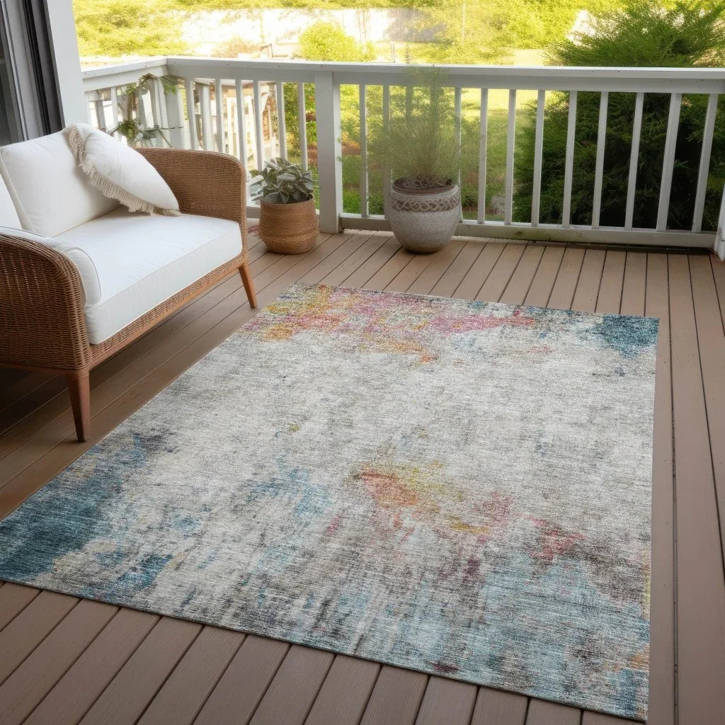 LOOMLAN Rugs Celera Teal Washable Indoor-Outdoor Rug
