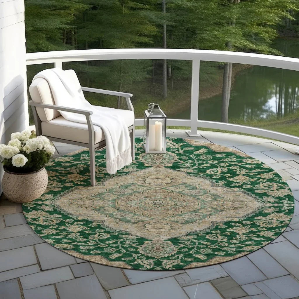 LOOMLAN Rugs Celia Green Washable Indoor-Outdoor Rug