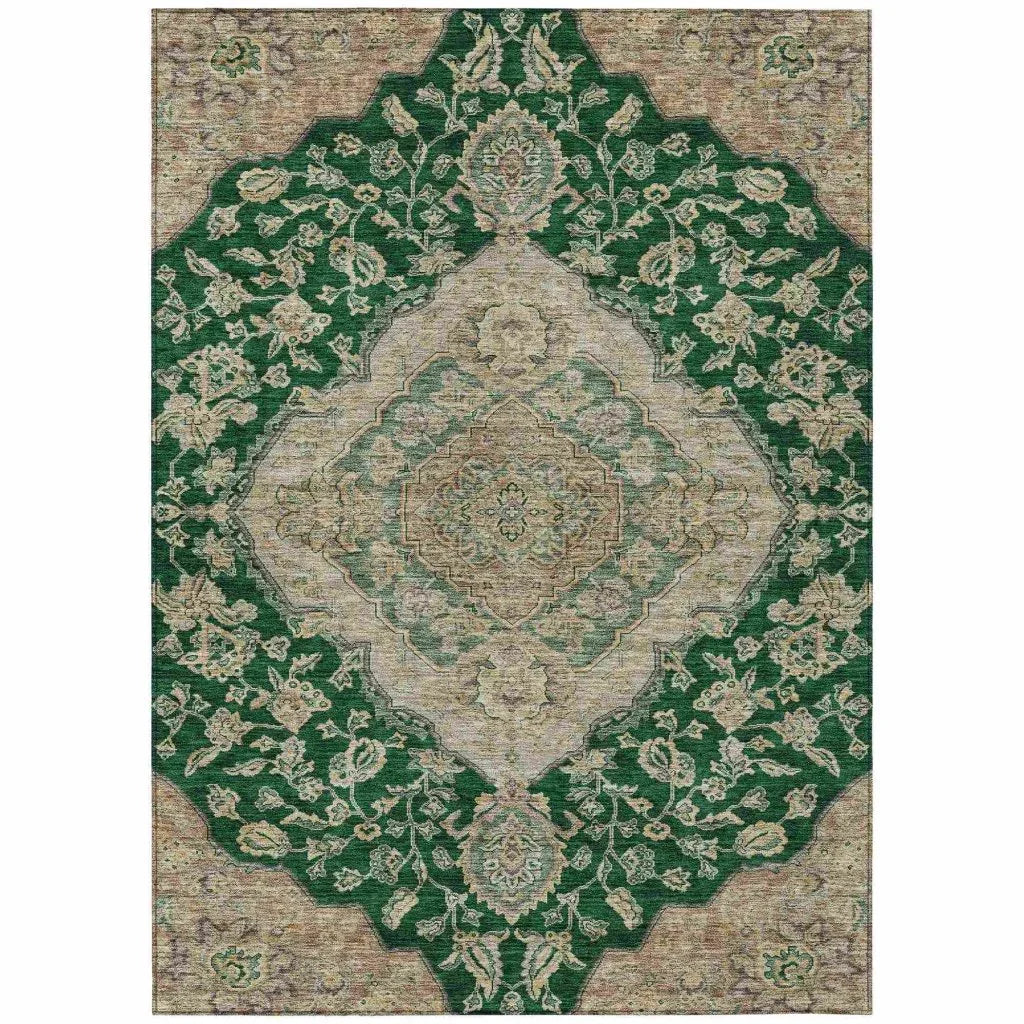 LOOMLAN Rugs Celia Green Washable Indoor-Outdoor Rug