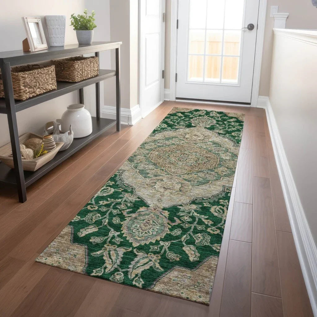 LOOMLAN Rugs Celia Green Washable Indoor-Outdoor Rug