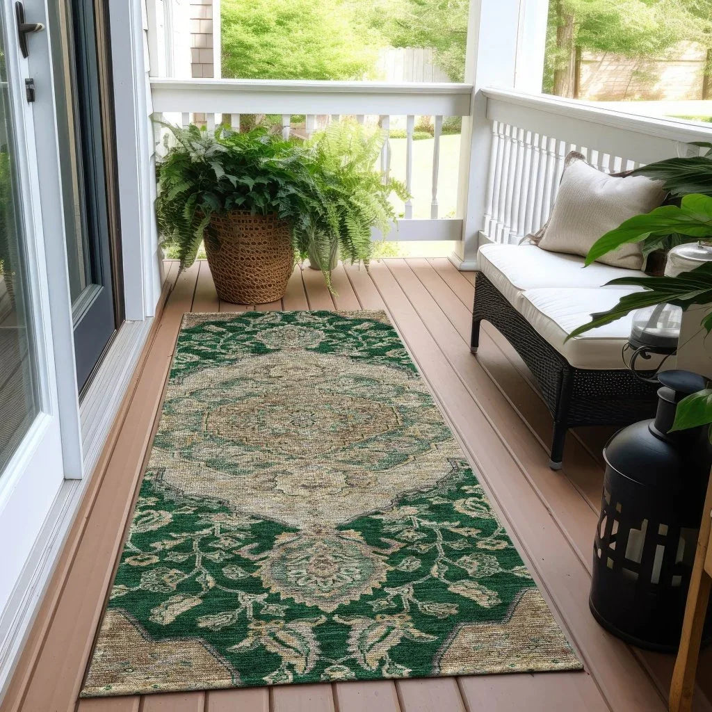 LOOMLAN Rugs Celia Green Washable Indoor-Outdoor Rug