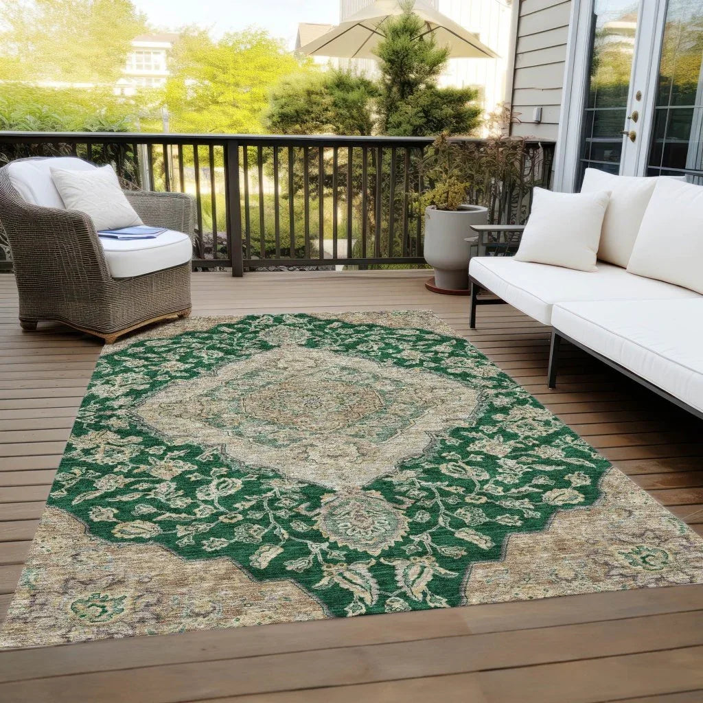 LOOMLAN Rugs Celia Green Washable Indoor-Outdoor Rug
