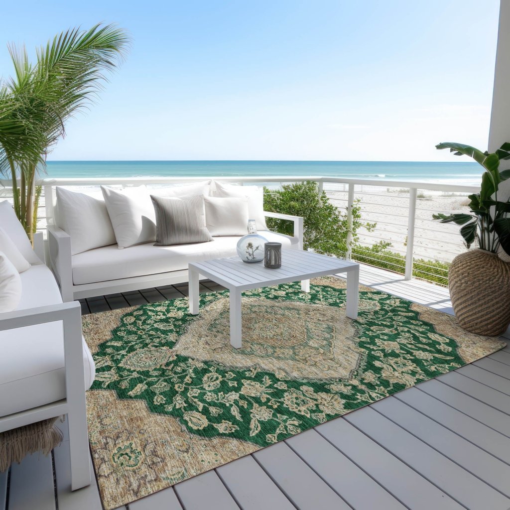 LOOMLAN Rugs Celia Green Washable Indoor-Outdoor Rug