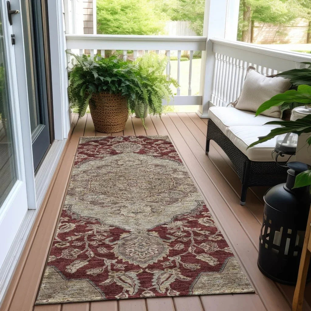 LOOMLAN Rugs Celia Red Washable Indoor-Outdoor Rug