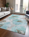 LOOMLAN Rugs Celuve Teal Washable Indoor-Outdoor Rug