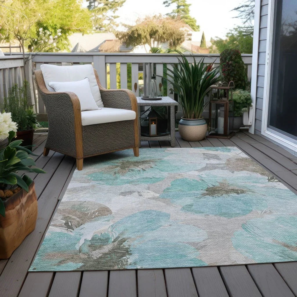 LOOMLAN Rugs Celuve Teal Washable Indoor-Outdoor Rug