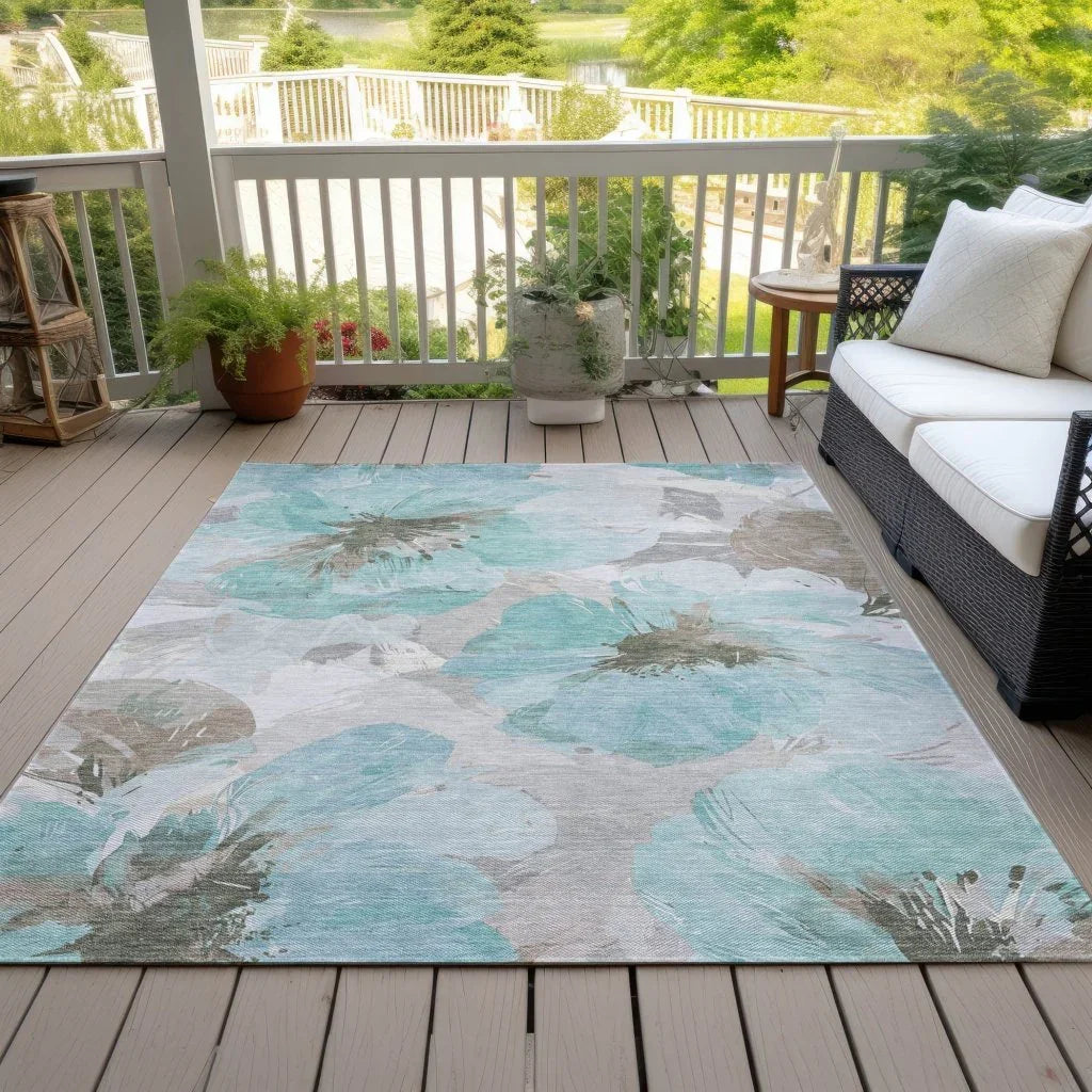 LOOMLAN Rugs Celuve Teal Washable Indoor-Outdoor Rug