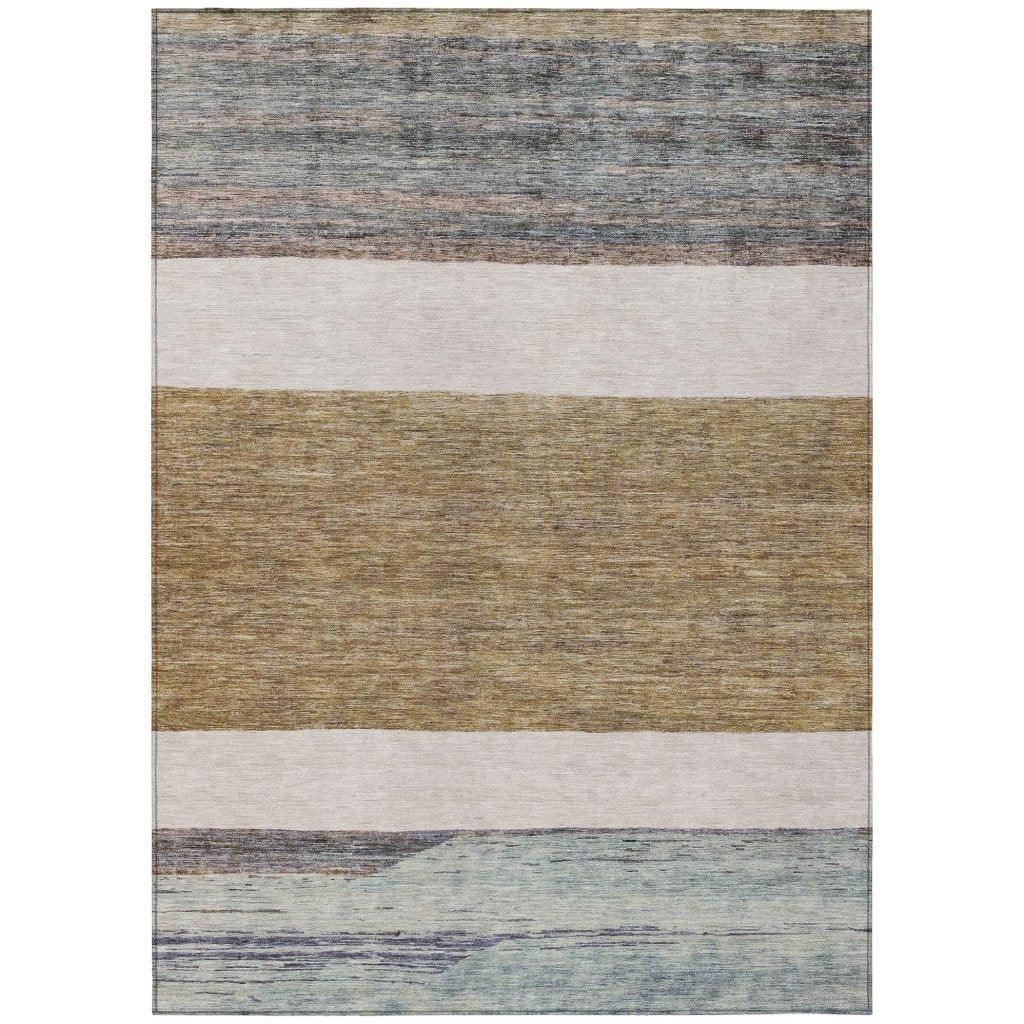 LOOMLAN Rugs Chantissa Brown Washable Indoor-Outdoor Rug
