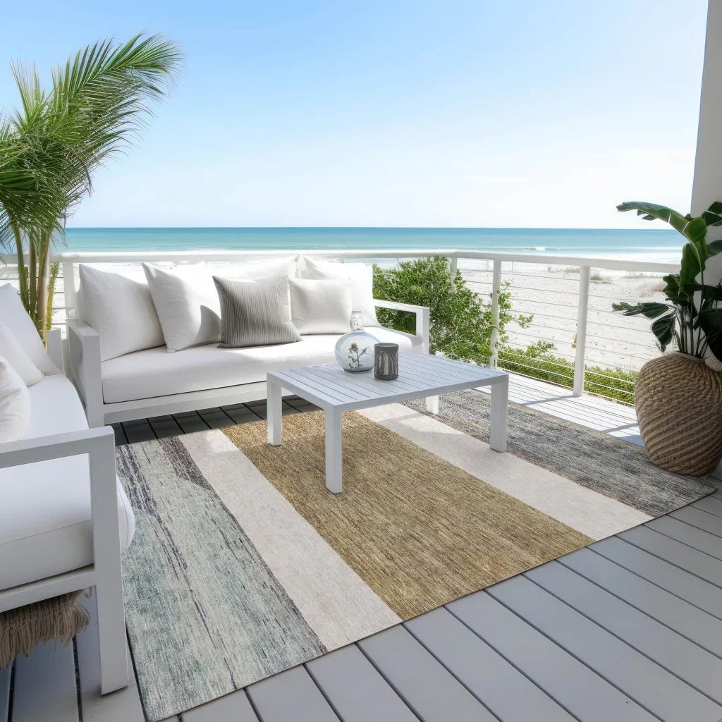 LOOMLAN Rugs Chantissa Brown Washable Indoor-Outdoor Rug