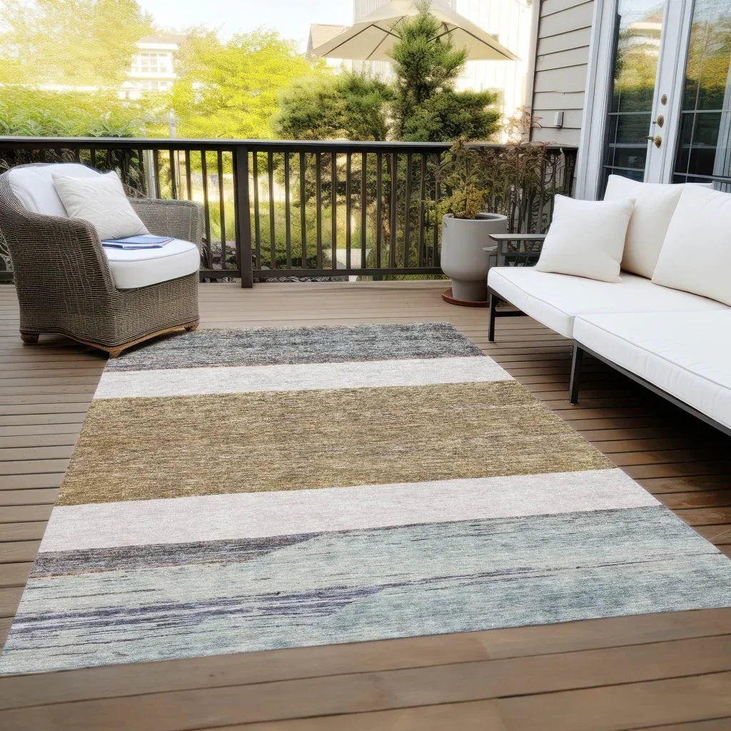 LOOMLAN Rugs Chantissa Brown Washable Indoor-Outdoor Rug