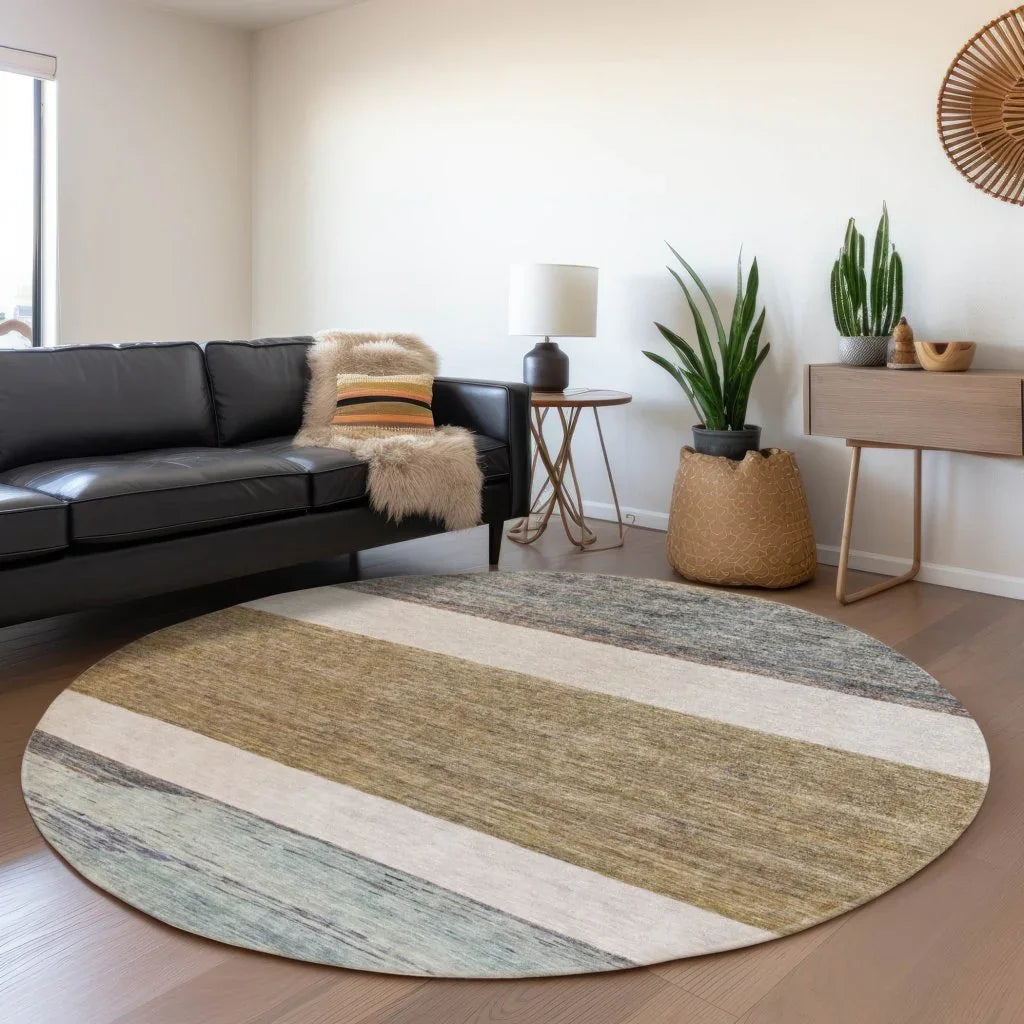 LOOMLAN Rugs Chantissa Brown Washable Indoor-Outdoor Rug